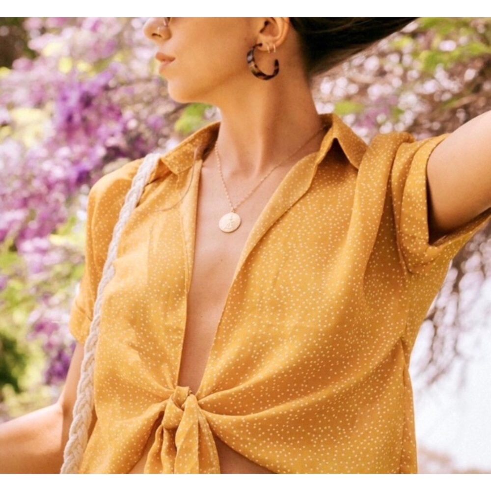 Urban Outfitters Polka Dot Tie Front Blouse